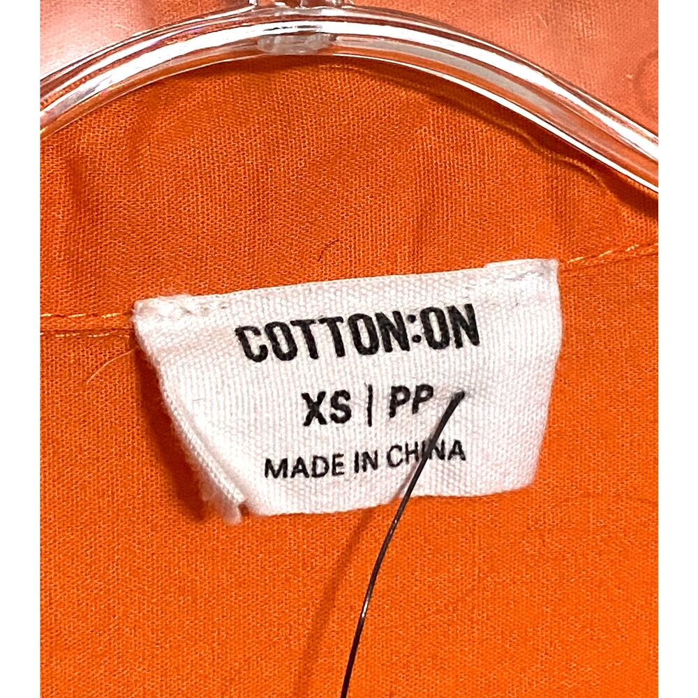 Cotton:On Oversized Orange Button Dad Shirt Womens XS Organic Cotton Casual NWT - Picture 4 of 8